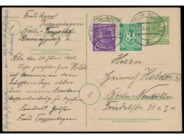 Ganzsache 10 Pf. Arbeiter mit Zusatzfrankatur 84 Pf. Ziffer und 6 Pf. Arbeiter als  Zehnfachfrankatur  vor dem Stichtag der W