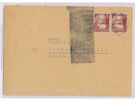 2 x 8 Pf. SBZ-Köpfe auf Ortsbrief von Ost- nach West-Berlin, Maschinenwerbestempel Berlin N 4 8.5.50 mit Werbeeinsatz "500000