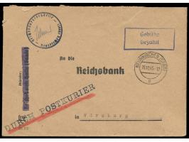 Reichsbank-Kurierbrief  (Gebühr 1 RM) der Reichsbanknebenstelle Neunkirchen (Saar) nach Würzburg vor allgemeiner Zulassung de