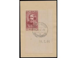 5 M  Heinrich Heine als unteres rechtes Eckrandstück mit  Leerfeld  und  Druckdatum  18.3.46, sauberer Stempel Altenkirchen (