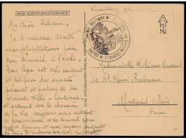 Postkarte eines französischen Teilnehmers am Hauptkriegsverbrecher-Prozess des Internationalen Militärgerichtshof in Nürnberg