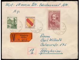 5 Mark &quot;Heinrich Heine &quot; in Mischfrankatur mit 8 Pf. Wappen und Baden 16 Pf. auf &nbsp;Wertbrief, &nbsp;Wertangabe 