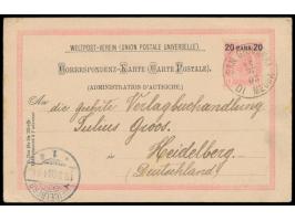 Österreichische Post, &nbsp;Ganzsache 20 Para mit seltenem Stempel &nbsp;San Giovanni di Medua &nbsp;14.9.03 nach Deutschland