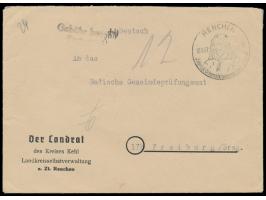 Ortswerbestempel &nbsp;Renchen &nbsp;18.6.47 und schwarzem L2 Gebühr bezahlt / Taxe percue auf Brief mit vorderseitig gedruck