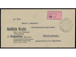 Lokalausgabe Freudenstadt 12 Pf.  auf Firmenbrief mit Stempel  Dornstetten (Kr. Freudenstadt)  13.11.45 nach Freudenstadt, Be