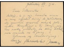 Besetzung des Teschener Gebietes,  15 gr. auf  CSR-Ganzsache 50 H., entwertet mit L1  Jablonkow , nach Warszawa, rückseitig d