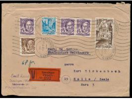 Mischfrankatur 1,68 M. auf  Wertbrief  mit Wertangabe 500 RM und 68 gr. Gewicht, 2 x sauberer  Handrollstempel Trossingen (Wü