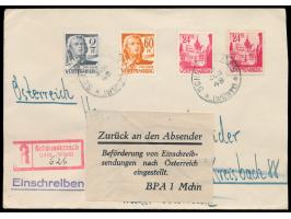 Auslands-Einschreibbrief nach Österreich, portorichtige Mischfrankatur 110 Pf., seltener  Alt-Württemberg-K1 Schönmünzach (Wü