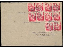 10x 24 Pfg. Württemberg auf Brief mit Stempel  Höfen a. d. Enz  23.6.48 nach Stuttgart,  portorichtige Zehnfachfrankatur , sc