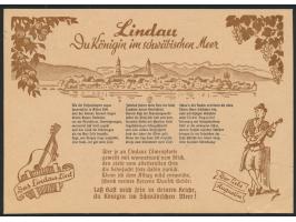 12 Pf. Schiller mit Sonderstempel Ausstellung 100 Jahre Bayer. Briefmarke Lindau (B) 19.9.48 auf Sonderkarte der Lindauer Her