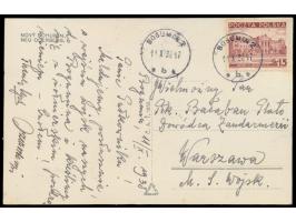 Besetzung des Teschener Gebietes,  15 gr. auf  tschechischer Ansichtskarte Nowy Bohumin / Neu Oderberg (Bahnhof mit Straßenba