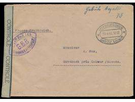 Zensurstelle Offenburg, &nbsp;Auslandsbrief nach Frankreich, handschriftlich &quot;Gebühr bezahlt -,75&quot; und Stempel Offe