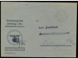 Zensurstelle Freiburg,  unverschlossener Behördenbrief mit rotem Stempel  Freiburg (Breisgau) 6 Bezahlt  27.8.45 nach Villing