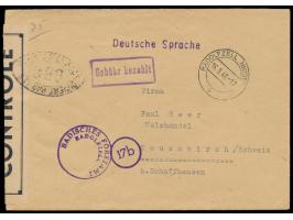 Zensurstelle Freiburg,  Auslands-Behördenbrief mit Stempel Radolfzell (Bodensee) 16.9.46 und R1 Gebühr bezahlt in die Schweiz