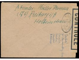 Zensurstelle Freiburg,  2 x Baden 12 Pf. auf Brief mit Stempel Freiburg (Breisgau) 1 20.11.47 nach St. Blasien, links beiger 