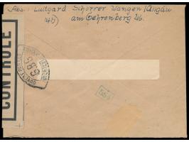 Zensurstelle Tübingen,  Auslandsbrief mit Mischfrankatur Allgemeine Ausgabe 75 Pf. in die Schweiz, Stempel Wangen (Allgäu) 24