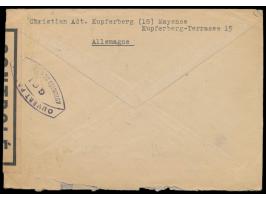 Zensurstelle Saarbrücken,  Auslandsbrief nach Paris, Stempel  Mainz  20.9.46 und roter R3  Taxe percue,  handschriftlich 75 P