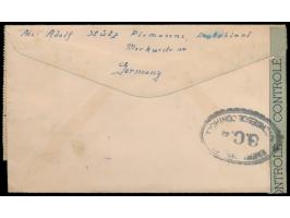 Zensurstelle Worms, &nbsp;Auslandsbrief nach USA, Frankatur Allgemeine Ausgabe 3 Pf. und 3 x 24 Pf. (etwas über den Rand gekl