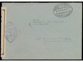 Zensurstelle Koblenz,  Brief mit Stempel  Wuppertal-Oberbarmen 1 Gebühr bezahlt  18.2.46 nach (22) Betzdorf / Sieg, links wei