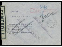 Zensurstelle Koblenz,  Auslandsbrief nach USA, Stempel  Höhr-Grenzhausen 1  28.8.46 und roter R1  Taxe percue,  handschriftli