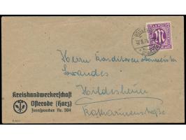 12 Pf. englischer Druck mit Zähnung 14 3/4 : 14 1/4 auf Brief mit Stempel  Osterode (Harz)  29.8.45 nach Hildesheim, Befund W