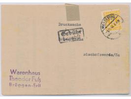 6 Pf. auf Faltdrucksache aus Brüggen-Erft (Britische Zone) an das Rote Kreuz in Bischofswerda / Sachsen, aufgegeben in  Merse