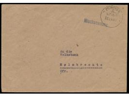 Stempel  München 15 Bezahlt  14.11.45 auf unverschlossenem Umschlag nach Helmbrechts, Stempel  Mischsendung,  Absender "Bayer