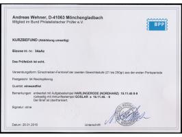 Einzelfrankatur  80 Pf.,  gezähnt L 11,  mit Eckrand  rechts oben auf überfrankiertem Einschreibbrief 2. Gewicht, Gitterstemp