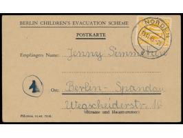 Einzelfrankatur 6 Pf. auf Vordruckkarte &nbsp;&quot;Berlin Children´s Evacuation Scheme&quot; &nbsp;mit Stempel &nbsp;Norden 