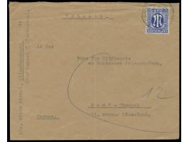 Einzelfrankatur 25 Pf. (schwacher Knitter) auf  Auslandsbrief  mit Stempel Kassel 26.11.45 an das "Büro für Hilfswerke an deu