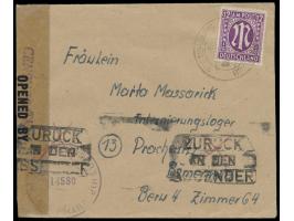 12 Pfg. AM-Post auf Brief Steterburg bei Braunschweig 8.12.45 in das  Internierungslager Prachatitz  (Prachatice) im ehemalig