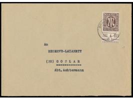 Einzelfrankatur 24 Pf. mit Zähnung 11 : 11 1/2 mit Unterrand auf Brief 2. Gewicht, Stempel  Braunschweig 1  15.12.45, nach Go