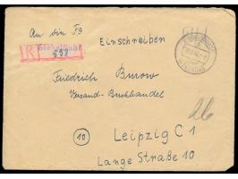 Einschreibbrief mit Stempel  Giebelstadt über Würzburg  10.5.46, handschriftlicher Gebühr bezahlt-Vermerk und  Not-R-Zettel, 