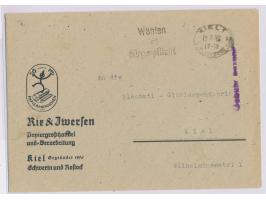 Maschinenstempel  Kiel 1 Reichspost  mit UB b 12.9.46, seltener Werbeeinsatz  "Wählen ist Bürgerpflicht" , Beierlein Nr. 14 e