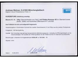 Englischer Druck &nbsp;8 Pf. &nbsp;mit Zähnung 14 1/4 und Oberrand mit &nbsp;Plattennummer 4D &nbsp;mit 30 und 50 Pf. AM-Post