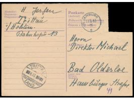 Hamburg (RPD),  Ostarbeiter-Ganzsache (Frageteil) mit ausgeschnittenem Wertstempel, Ausgabestempel  Trittau (Bz Hamburg) Land