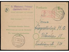 Bredstedt (Schlesw),  Behelfsganzsache 6 Pf. mit Aufwertung durch roten R2 "Gebühr bezahlt", Ausgabestempel Bredstedt (Schles