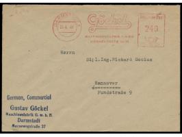 Absenderfreistempel mit Zehnfachfrankatur,  Firmenbrief Göckel Darmstadt 23.6.48, Wert 240 Pfg., Bedarf nach Hannover
Postlei