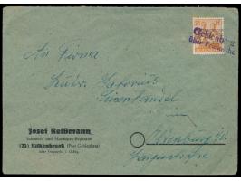 violetter Not-L2  Gehlenberg über Friesoythe  auf Brief mit 24 Pf. Bandaufdruck nach Oldenburg, Bedarf
Stichwort: Notstempel
