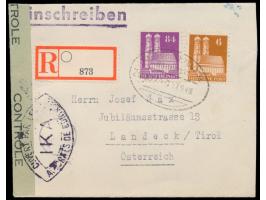 6 Pf. und 84 Pf. auf kleinformatigem Auslands-Einschreibbrief mit Bahnpoststempel &nbsp;Marburg - Kreuztal &nbsp;17.9.48 und 
