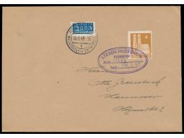 Bahnpost-Notstempel  Seesen - Hildesheim Zug ... Tag ...  auf Drucksache mit 4 Pf. Bauten und 2 Pf. Notopfer, Notopfermarke m