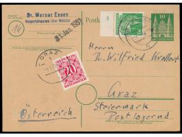 10 Pf. mit Unterrand mit &nbsp;Plattennummer 283 &nbsp;als Zusatzfrankatur auf Ganzsache 10 Pf. nach Österreich, Stempel Wetz