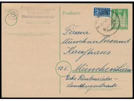 Postmeisterzähnung Donauwörth L 10 3/4,  unten ungezähnt vom Unterrand, auf Bauten-Ganzsache 10 Pf. nach München, Stempel  Mü