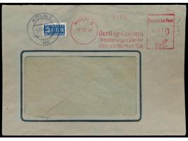 Linienzähnung L 10 3/4auf Firmen-Fenster-Brief mit Absenderfreistempel Gerling-Konzern Köln 5  0.12.48, seltene Linienzähnung