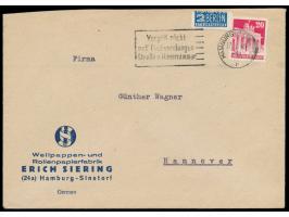 Hamburg,  Notopfermarke mit  Postmeisterdurchstich  auf Firmenbrief mit 20 Pf. Bauten aus Hamburg-Sinstorf, Maschinenstempel 