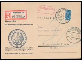 Einschreiben-Ortspostkarte  unfrankiert als Gebührenpflichtige Dienstsache, Absender Deutsches Patentamt, nur Notopfermarke 6