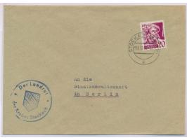 Baden  20 Pf. auf Behördenbrief nach Berlin, Stempel Stockach 29.10.49,  Notopfer-befreit
Stichwort: Französische Zone
Postle