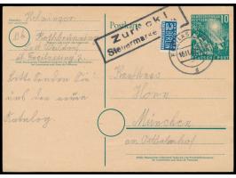 Sonderganzsache 10 Pf. Bundestag aus  Weildorf über Freilassing  nach München, schwarzer R2  Zurück ! / Steuermarke fehlt. , 