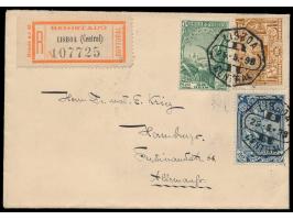 Vasco da Gama  25 R., 50 R. und 100 R. auf  Einschreibbrief  nach Deutschland, Stempel  Lisboa  25.5.98, Ankunftstempel 29.5.