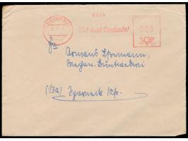 Francotyp C-Absenderfreistempel  Cuxhaven  26.11.49 mit Werbeeinsatz  "Wirb durch Drucksache!"  und Wertangabe 004 Pf. als Po